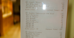 Posted results from the Jonesborough Courthouse precinct show Tom Foster, Tom Krieger and Joe Grandy leading the ticket, well ahead of Mark Ferguson. (Photo by Scott Robertson)