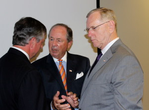 Banker Bill Greene, center, (with businessman Scott Niswonger) is leading the "Save our Hospitals" effort.
