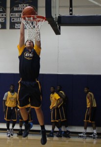 Head Coach Murry Bartow says he is "intrigued" by 6-10 freshman Karl Overstreet. (Photo by Jeff Keeling)