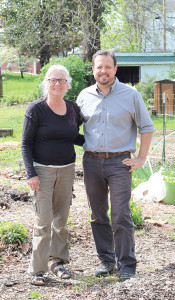 Lyn Govette, left, is the garden’s coordinator. Roy Andrade owns the property on which the garden grows.