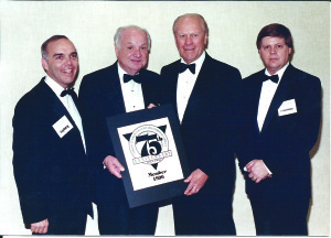 The Chamber celebrated its 75th Anniversary in 1990. Chamber President Gary Mabrey (left) and Chair Dr. Richard Manahan (right) welcomed Congressman Jimmy Quillen and former United States President Gerald R. Ford.
