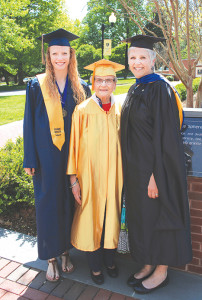 Meredith Hardy, Sarah Elliott and Donna Hardy represent three generations of college graduates in one family, all with ties to ETSU. Photo by Jeff Keeling