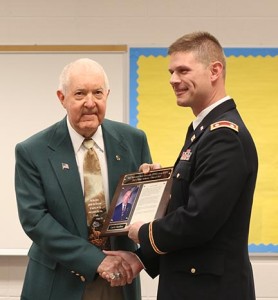 Hamilton receives his Hall of Fame plaque from ETSU Professor of Military Science Lt. Col. Glen Howie. Photo by Jeff Keeling