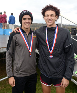 Science Hill’s Alex Crigger (seventh place), left, and Noah Charles (fifth) both made All-State at Saturday’s TSSAA Cross Country Championships. Contributed photo