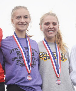 Science Hill’s Lydia Lee (left)(fifth) and Halle Hausman (right)(seventh) made All-State in the girls’ race. Contributed photo