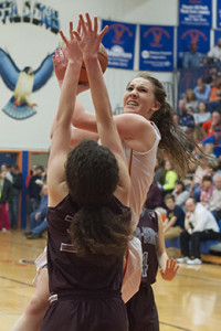 Freshman Guard/Forward Bayleigh Carmichel fights in the paint in Daniel Boone’s finals loss to Dobyns-Bennett in the District 1 AAA championship.