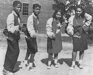 Cheerleaders Billy Cole, Loretha Johnson, Shirley Rhea and Betty Thompson from a 1948 annual ad for RC Cola.
