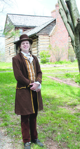 T.J. DeWitt in front of the Cobbs’ primary home at Rocky Mount, as Etheldred Cobb. Photo by Sarah Colson