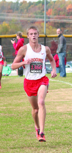 Daniel Boone senior Josh Routh in the home stretch of his victory at the 2015 Big Seven cross country championships Oct. 29.