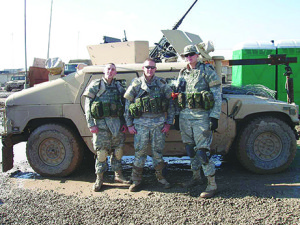 Jon Morgan, center, in Iraq with fellow soldiers Josh Zapzalka, left, and Ryan Burdge. Photos courtesy of Jon Morgan