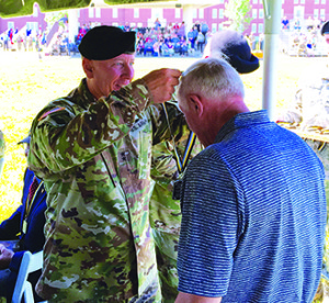Lieutenant General Ronald Hite receives a medal in honor of his induction into the Army ROTC National Hall of Fame at a recent ceremony in Fort Knox, Ky.