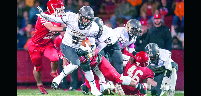 TK Hill, shown in last year’s Musket Bowl against Daniel Boone, is already Crockett’s all-time rushing leader. Photo by Bart Nave