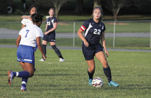 Gracie Somich, a junior center midfielder, has a knack for shutting down counterattacks. Photos by Robert Kell
