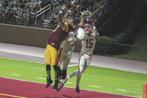 Jaylan Adams’ willingness to play defensive back came in handy on this play against Daniel Boone. Photo by Robert Kell