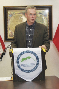 Washington County Mayor Dan Eldridge speaks at last week’s news conference and reception. Photos by Bill Derby
