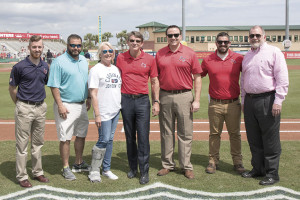 Johnson City Cardinals assistant general manager Adam Grigsby, Johnson City Cardinals President Chris Allen, Johnson City Cardinals owner Jenny Boyd, Johnson City Cardinals owner Randy Boyd, Johnson City Cardinal Vice President Jeremy Boler, Johnson City Cardinals General Manager Tyler Parsons and Johnson City Manager Peter Petersen.