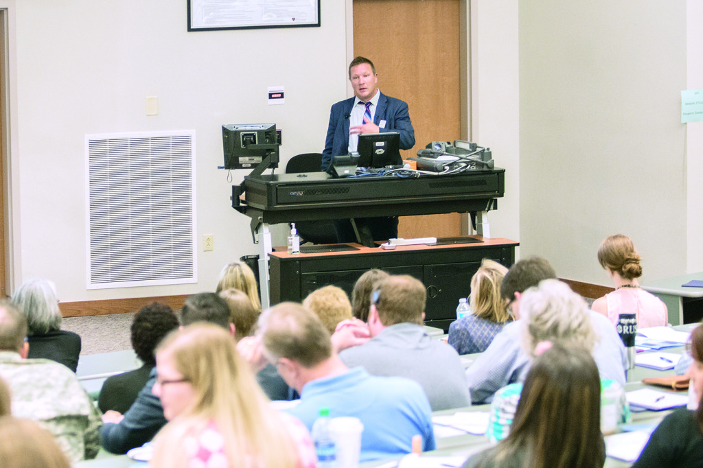 Dr. Chad Gladden, Audiology Telehealth Coordinator for the VA Audiology and Speech Pathology National Program Office, started off the 24th annual Appalachian Spring Conference with a presentation on advancements of Telehealth. Photo by Collin Brooks