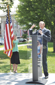 Congressman Phil Roe gave a speech during the unveiling of the new National Historic Landmark Bronze Plaque on Monday morning.