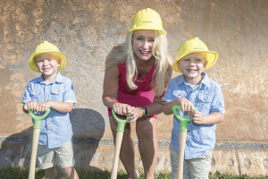 Cade and Cannon Hughes took time to move some dirt along with Washington County Director of Schools Kimber Halliburton. Both Cade and Cannon will be kindergartners when the new school opens in 2019.