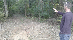 Tannery Knobs Bike Park Task Force Chairman Abraham McIntyre points out one of the mountain bike trails.