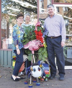 Barbara Smith, Mary Ann Clark and Joel Conger show off some of their wares outside Mauk’s of Jonesborough.