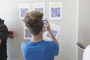 A Science Hill student scans a QR code during a scavenger hunt held at the school last Thursday on Digital Learning Day. PHOTOS BY COLLIN BROOKS