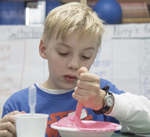 Making slime to trap Darth Vader was one of many activities students engaged in during South Side Starship: The Force Arrives, which featured Star Wars-themed tasks.