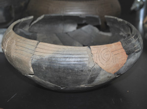 Pottery from Cane Notch that has been pieced together in the lab at ETSU's Valleybrook Campus. PHOTO BY DAVE ONGIE