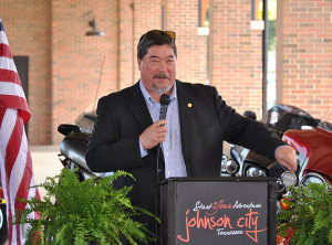 Johnson City mayor David Tomita talks about the expected economic impact of the event. PHOTOS BY DAVE ONGIE