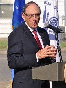 Congressman Phil Roe speaks during a press conference at the Washington County Veterans Memorial Corner on Monday morning.