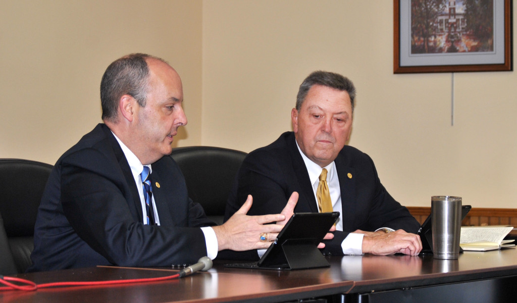 Johnson City commissioner Joe Wise lays out his argument for opening up the application process as commissioners seek someone to serve the remainder of Dr. Ralph Van Brocklin’s term during a special called meeting last Thursday. PHOTO BY DAVE ONGIE