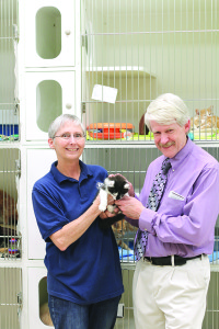 Ralph Van Brocklin with Washington County-Johnson City Animal Shelter director Debbie Dobbs. Van Brocklin championed the new shelter and worked hard to make it a reality. PHOTO BY JEFF KEELING