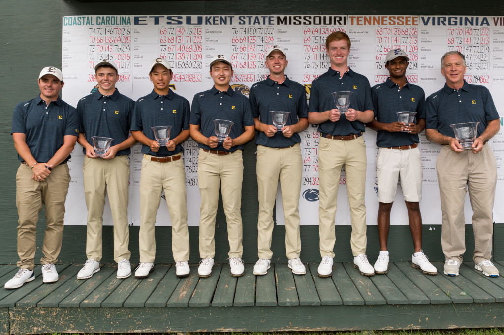 (From L to R): Associate Head Coach Jake Amos, Austin Carter, Shiso Go, Geuntae Kim, Trevor Hulbert, Jack Rhea, Dhaivat Pandya and Head Coach Fred Warren. CONTRIBUTED